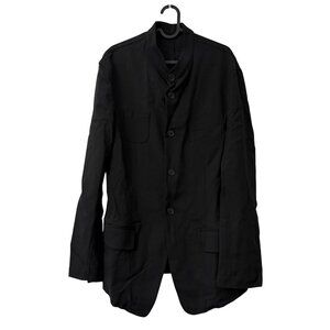 Paskho Black Collarless Travel Quiet Luxury Blazer Jacket Mens Size Medium